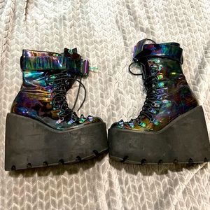 Oil Slick Rainbow Platform Boots